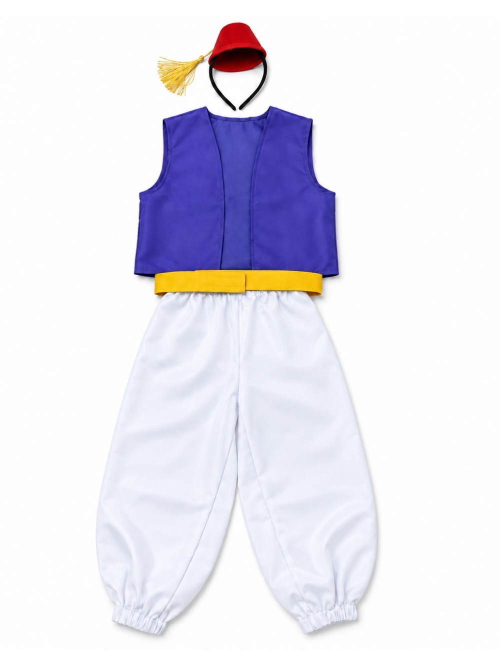 Arabian Prince Aladdin Inspired Costume Vest Pants Belt & Fez Headband 110 4T